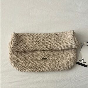 Rip Curl Beige Crochet Clutch Purse NWT
